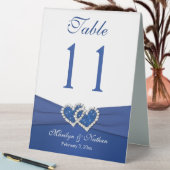 Blue, White Joined Hearts Table Number Sign (In SItu (Table))