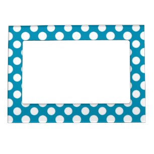 Blue, White Jumbo Polka Dot Magnetic Picture Frame
