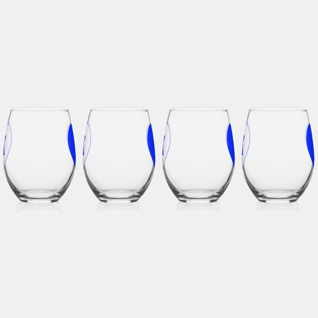 Blue & White K-Heart Stemless Wine Glasses (Right)