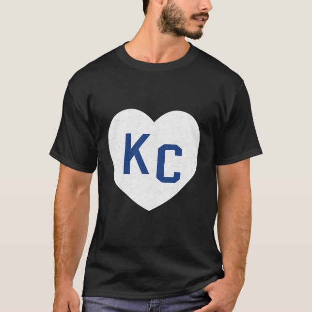 Blue White Kansas City Kc Heart Love Kansas City L T-Shirt (Front)