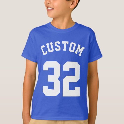 Blue  White Kids  Sports Jersey Design T_Shirt