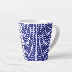 BLUE & WHITE KNIT Latte Mug