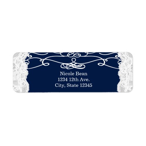 Blue  White Lace Elegant Wedding Address Labels