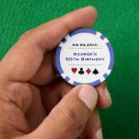 Blue White Las Vegas Casino Poker Chip Birthday
