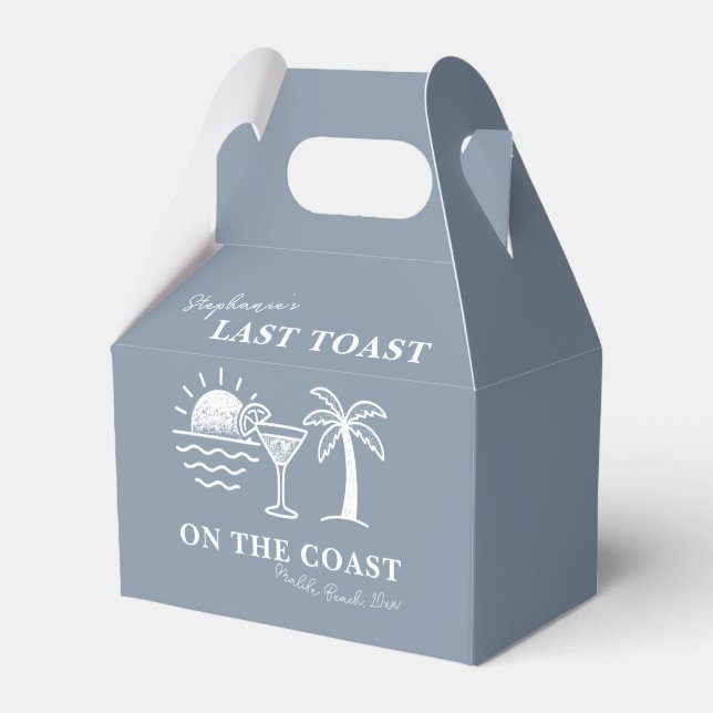 Blue & White Last Toast on the Coast Bachelorette  Favor Boxes (Front Side)