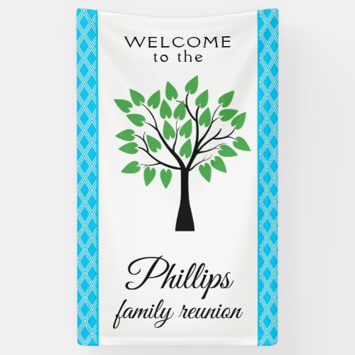 Blue  White Lattice Family Reunion Banner