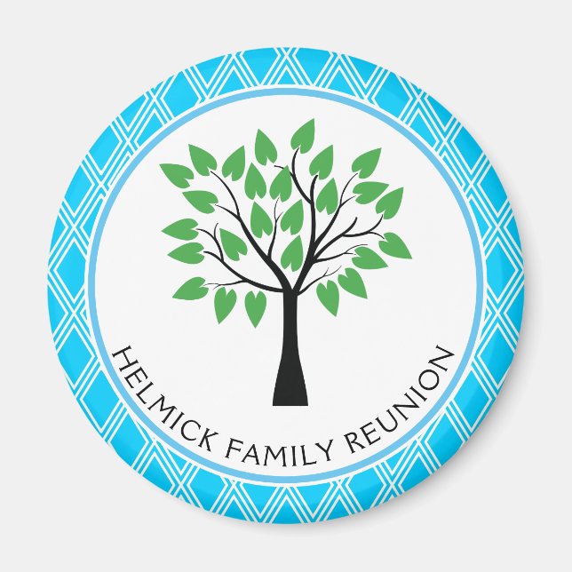 Blue & White Lattice Family Reunion Magnet (Front)