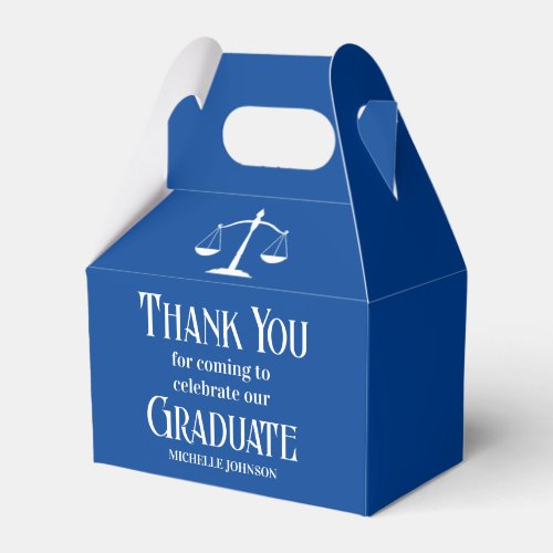Blue White Law School Custom Graduation Party Favor Boxes