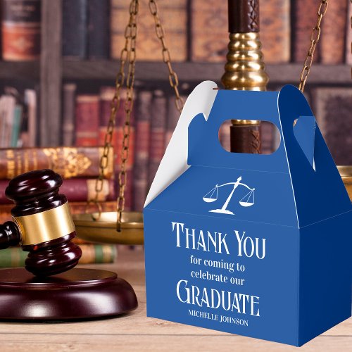 Blue White Law School Custom Graduation Party Favor Boxes