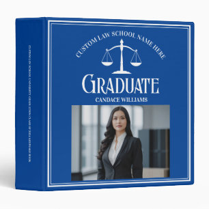 Blue White Law School Graduation Photo Album 3 Ring Binder
