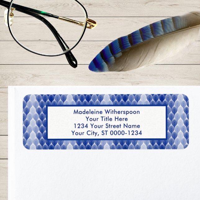 Blue White Leaf Modern Geometric Gradient  Label (Creator Uploaded)