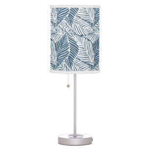 Blue White Leaf Pattern Custom Table Lamp