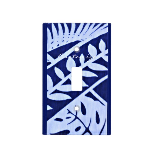 Blue White Leaves Pattern Thunder_Cove Light Switch Cover (Front)