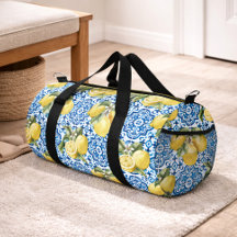 Blue White Lemon Tile Mediterranean Pattern