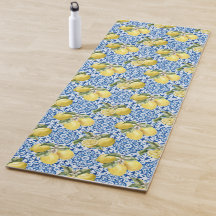Blue White Lemon Tile Mediterranean Pattern
