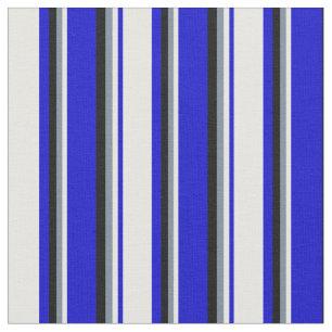 Blue, White, Light Slate Gray, and Black Lines Fabric
