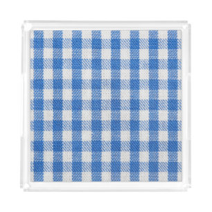 Blue-white lined dining clothes. acrylic tray
