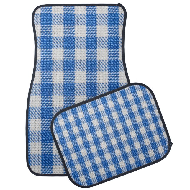Blue-white lined dining clothes. car floor mat (Set)