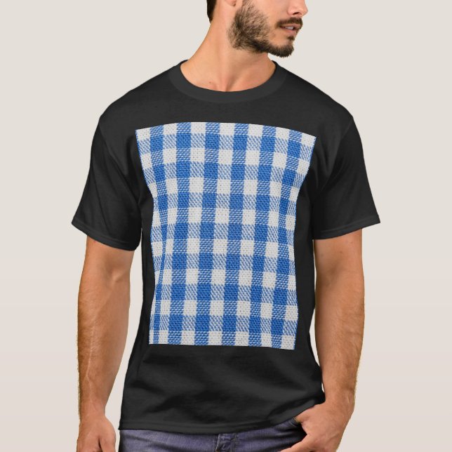 Blue-white lined dining clothes. T-Shirt (Front)