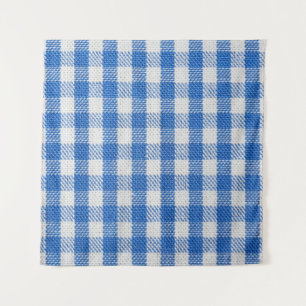 Blue-white lined dining clothes. tapestry