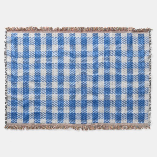 Blue-white lined dining clothes. throw blanket (Front)