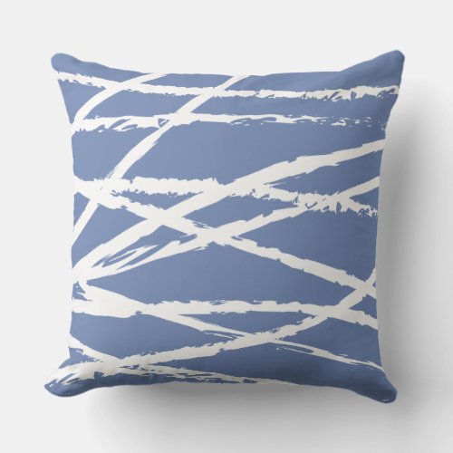 BLUE  WHITE LINES DESIGN Retro Throw Pillow