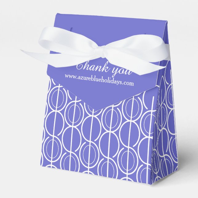Blue white linked oval pattern thank you gift box (Front Side)