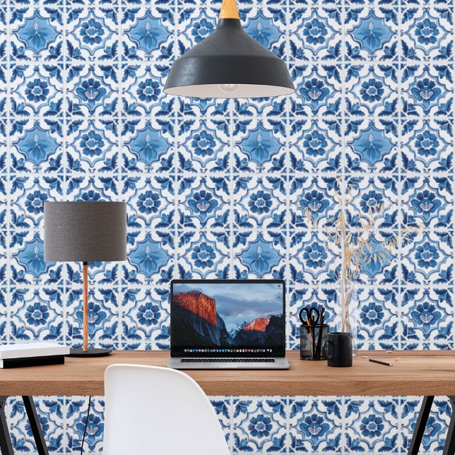 Blue White Littleflorey Delft Tile Wallpaper (Creator Uploaded)