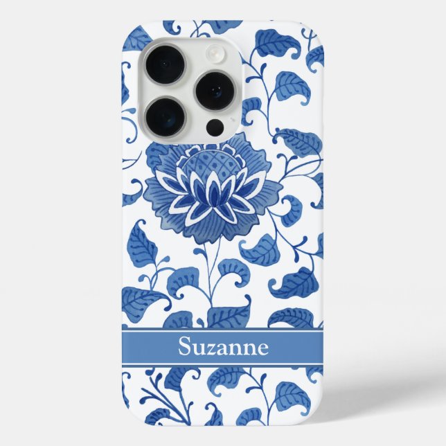 Blue White Lotus Flower Chinese Pottery Pattern Case-Mate iPhone Case (Back)