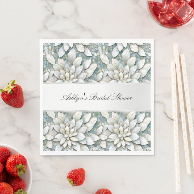 Blue White Lotus Flowers Bridal Shower  Napkins (Insitu)