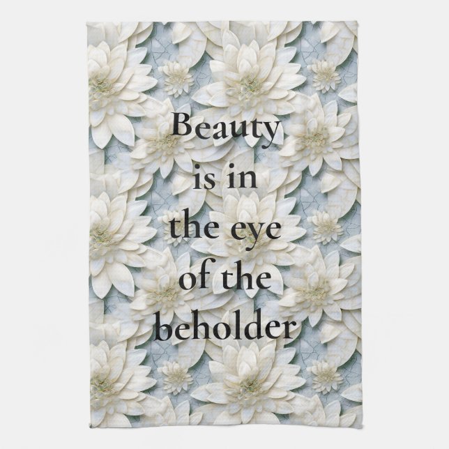 Blue White Lotus Flowers   Kitchen Towel (Vertical)