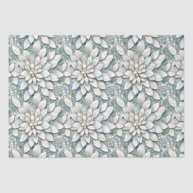 Blue White Lotus Flowers Wedding Tissue Paper (Front)