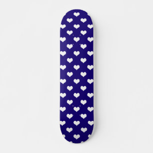Blue White Love Heart Pattern Design  Skateboard