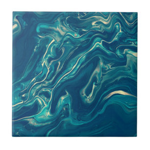 Blue & White Marble Acrylic Abstraction Ceramic Tile