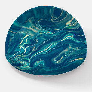 Blue & White Marble Acrylic Abstraction Paperweight