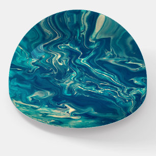 Blue & White Marble Acrylic Abstraction Paperweight