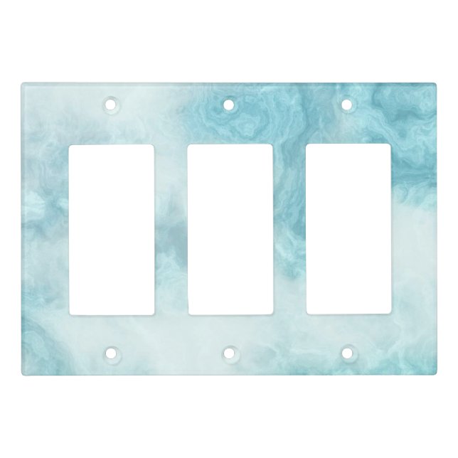 Blue white marble effect light switch cover (Front)