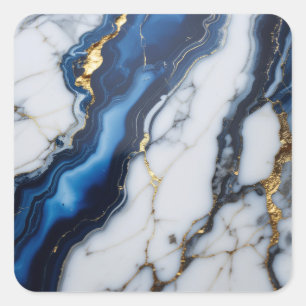 blue white marble texture gold texture pattern lux square sticker