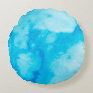 Blue White marble texture with natural patternabst Round Pillow