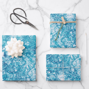 Blue & White Marble Texture Wrapping Paper Sheets