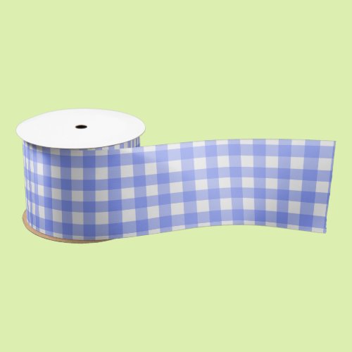 Blue White Matching Patterns Gingham  Satin Ribbon