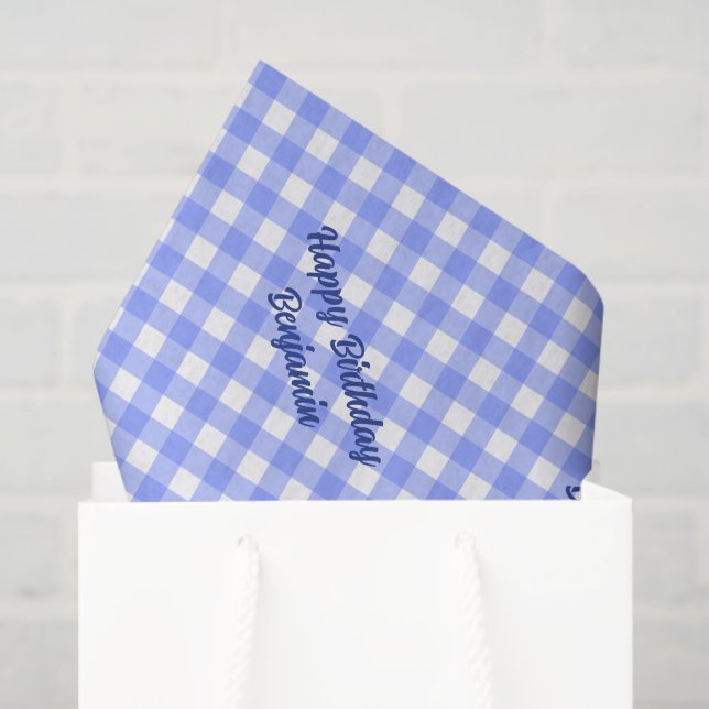 Blue White Matching Patterns Gingham  Tissue Paper (Gift Bag)
