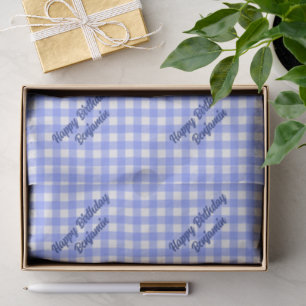 Blue White Matching Patterns Gingham  Tissue Paper