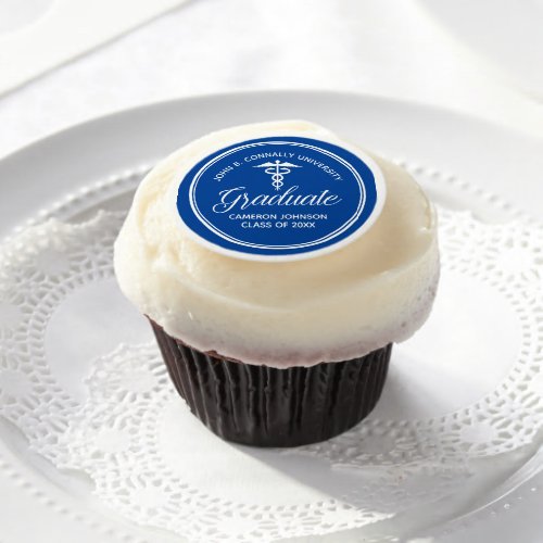 Blue White Medical School Graduation Party Edible Frosting Rounds