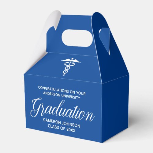 Blue White Medical School Graduation Party Favor Boxes
