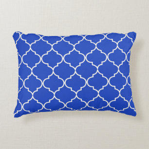 Blue & White Mediterranean Moroccan Pattern Accent Pillow