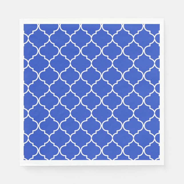 Blue & White Mediterranean Moroccan Pattern Napkins (Front)