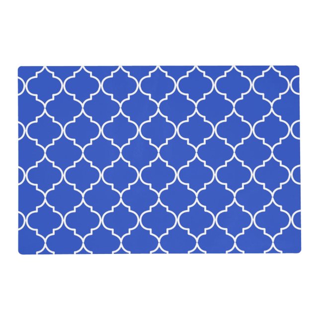 Blue & White Mediterranean Moroccan Pattern Placemat (Front)