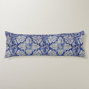 Blue & White Mediterranean Vintage Floral Pattern Body Pillow