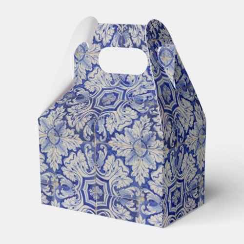 Blue  White Mediterranean Vintage Floral Pattern Favor Boxes